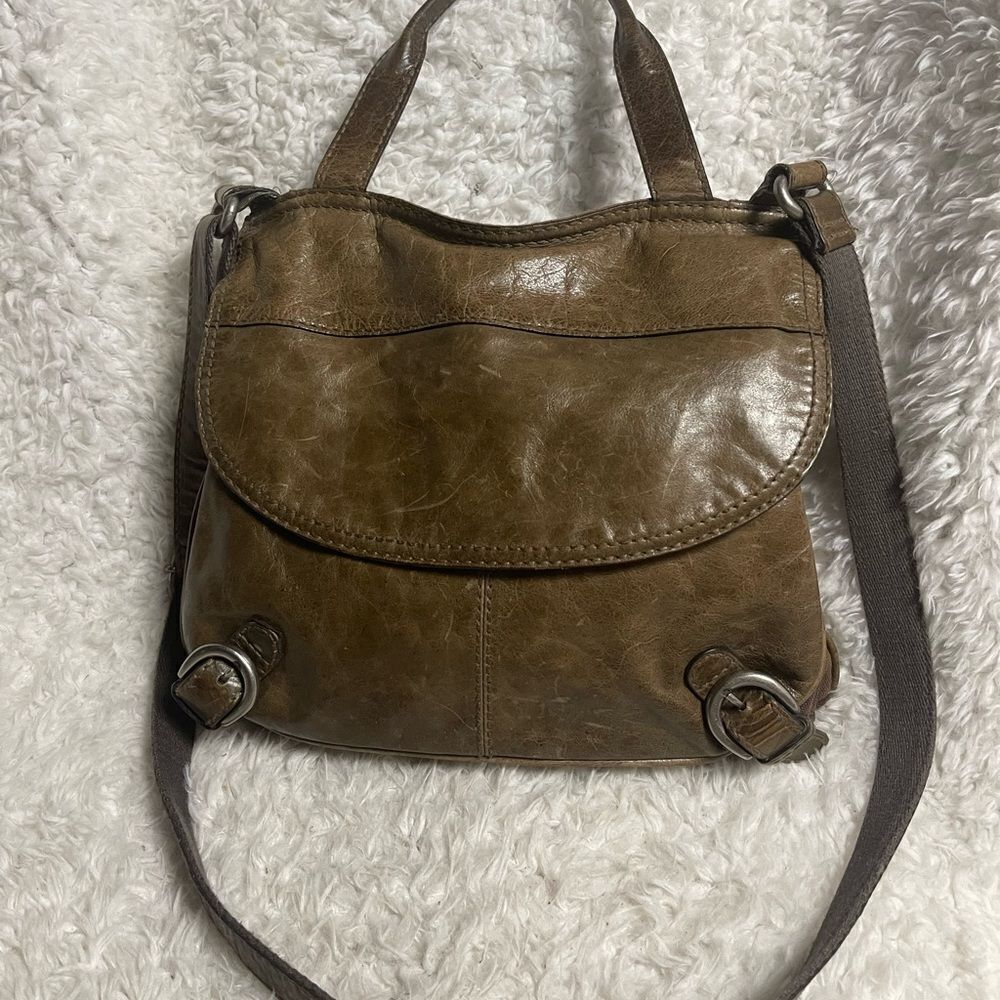 FOSSIL Long Live Vintage leather Distressed Brown&Canvas Messenger Crossbody Bag
